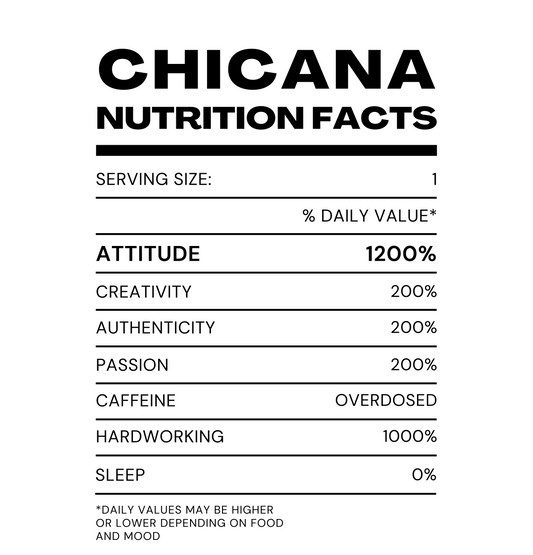 Chicana Nutrition Facts | Funny Unisex Jersey Short Sleeve Tee